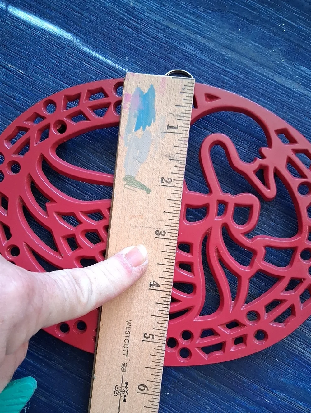 Red Cast Iron Swan Trivet